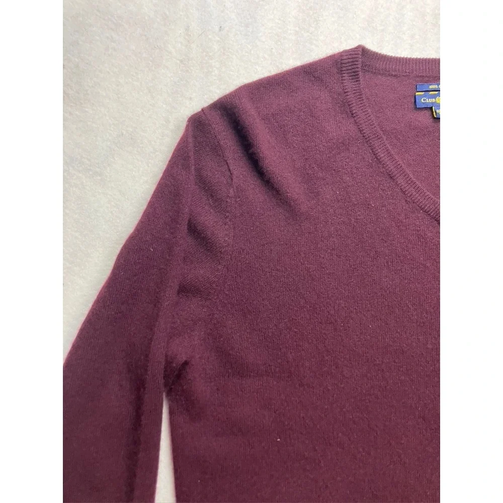Club Room Mens Burgundy 100% Cashmere 2-Ply V-Neck Sweater Size Large‎ Maroon